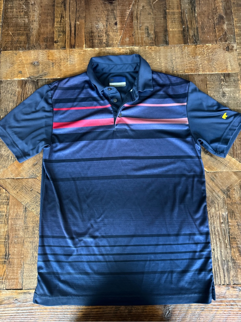 Men's Navy Polo Shirt with Red Stripe
